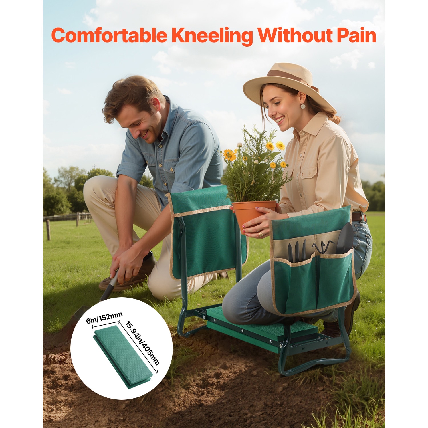 Garden Kneeler And Seat 6" EVA Pad Folding Garden Stool Heavy Duty Garden Bench_maomaolike.com